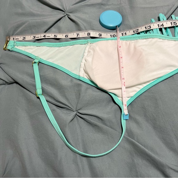 Gianni Bini Estilo Fringe Turquoise String Bikini Top L - Picture 5 of 9